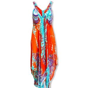 Asymmetrical Orange and Blue Dress